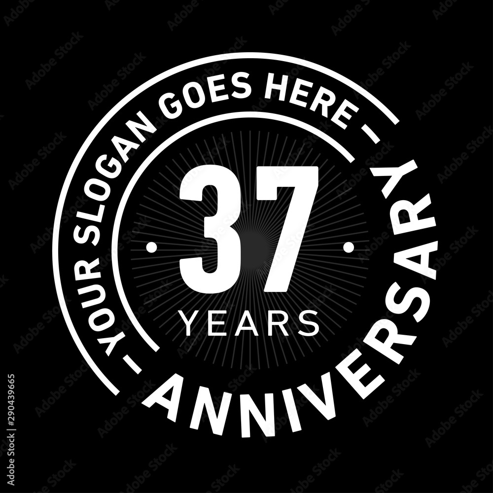37 years anniversary logo template. Thirty-seven years celebrating logotype. Black and white vector and illustration. 37 years anniversary logo template. Thirty-seven years celebrating logotype. Black and white vector and illustration.