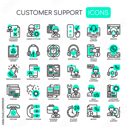 Customer Support , Thin Line and Pixel Perfect Icons