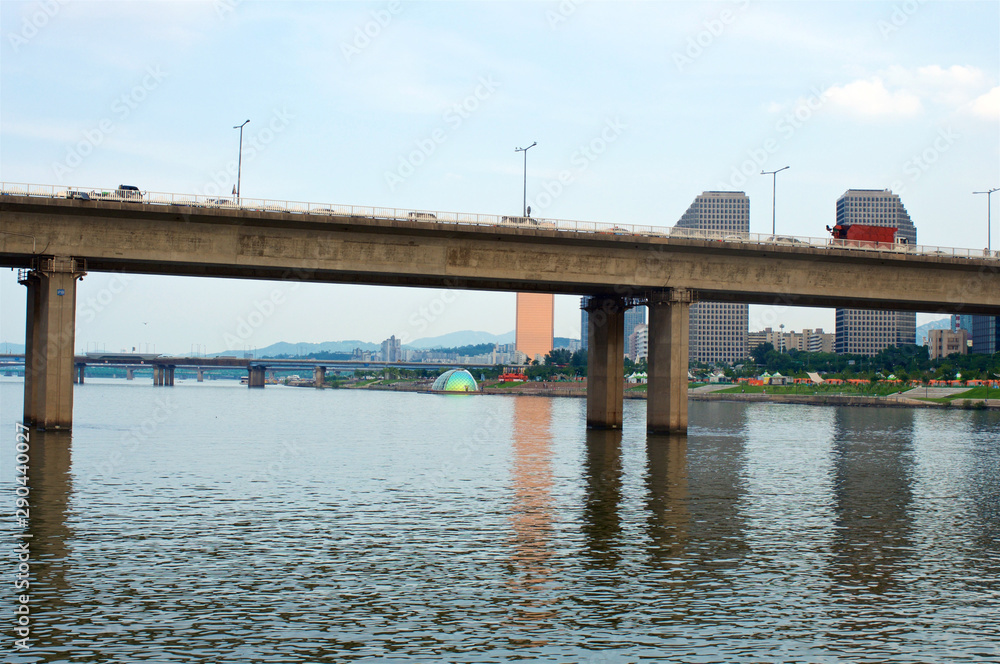 Fototapeta premium View to 63 building from the Hang river