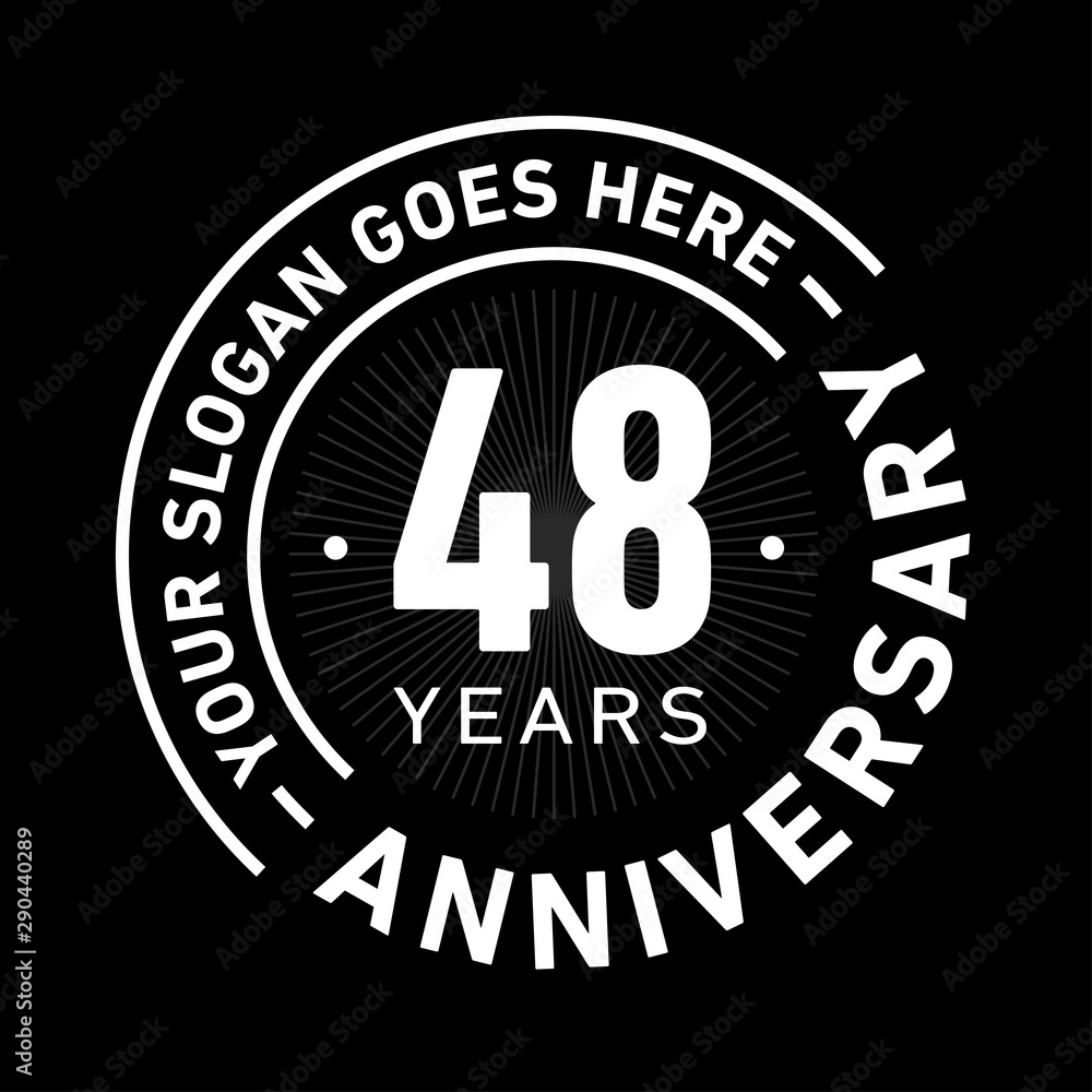 48 years anniversary logo template. Forty-eight years celebrating logotype. Black and white vector and illustration.