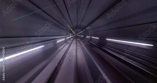Point of view timelapse clip of a journey in the metro tunnel in Seoul.