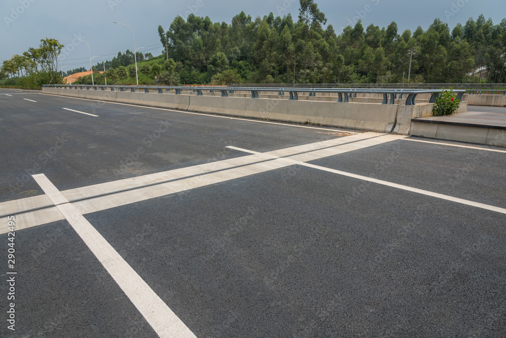 Urban viaduct pavement and concrete guardrail landscape Urban viaduct pavement and concrete guardrail landscape