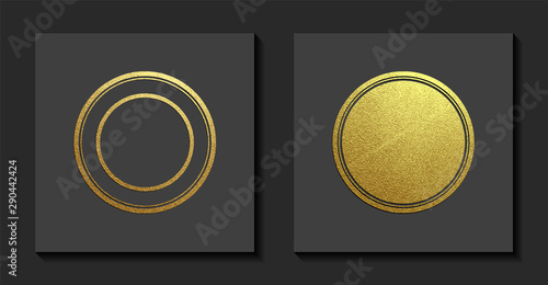 Vector illustration. Gold rubber stamp. Luxury golden vintage border.