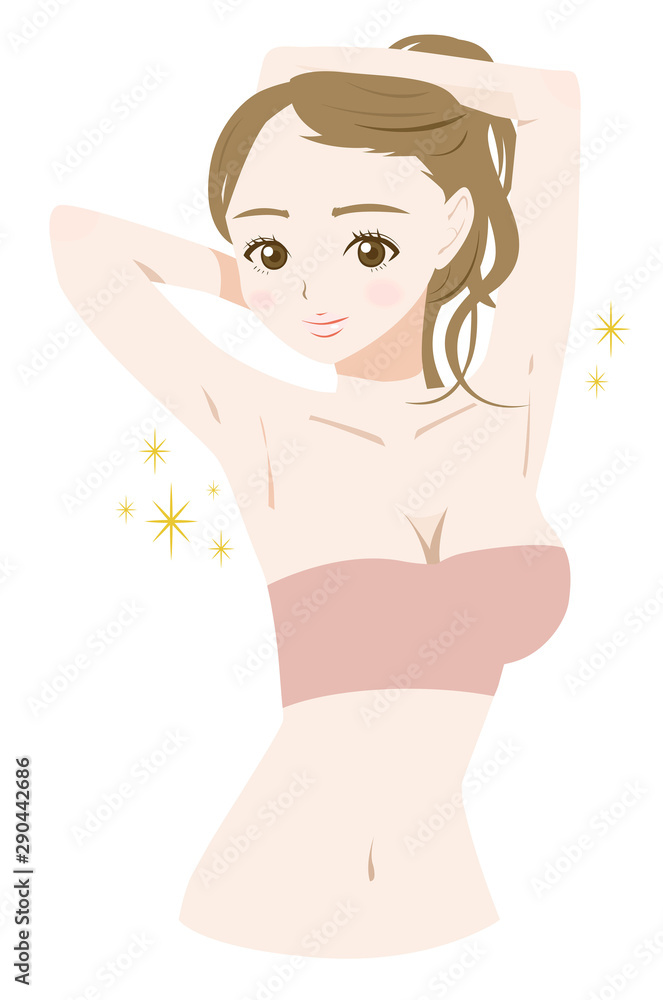 脇脱毛をして脇が綺麗になった女性のイラスト Stock Vektorgrafik Adobe Stock