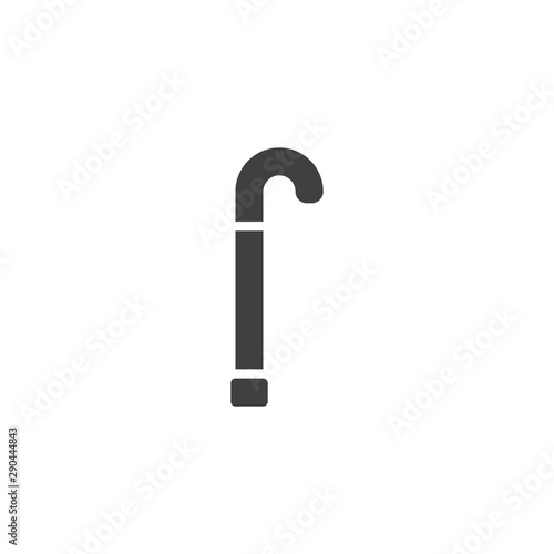 Walking stick vector icon. Crutch filled flat sign for mobile concept and web design. Wooden cane stick glyph icon. Symbol, logo illustration. Vector graphics