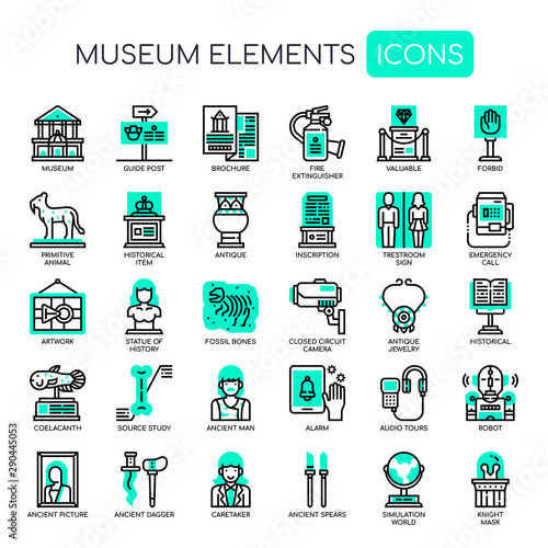 Museum Elements , Thin Line and Pixel Perfect Icons