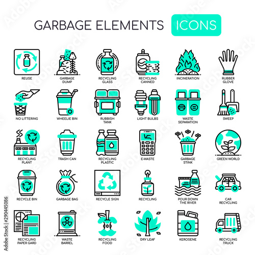 Garbage Elements , Thin Line and Pixel Perfect Icons.