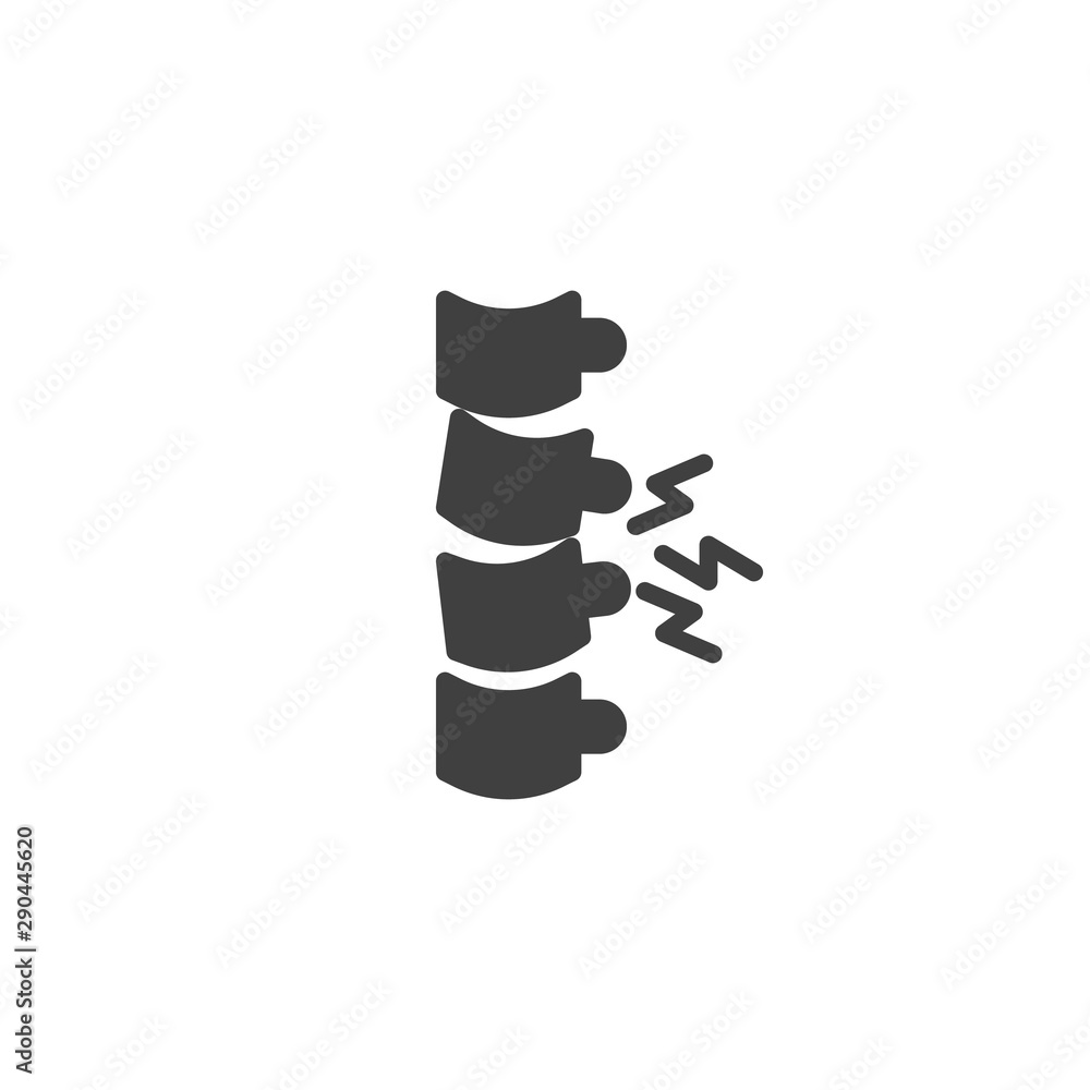 Human spine pain vector icon. filled flat sign for mobile concept and web design. Backbone pain glyph icon. Orthopedic treatment symbol, logo illustration. Vector graphics Human spine pain vector icon. filled flat sign for mobile concept and web design. Backbone pain glyph icon. Orthopedic treatment symbol, logo illustration. Vector graphics