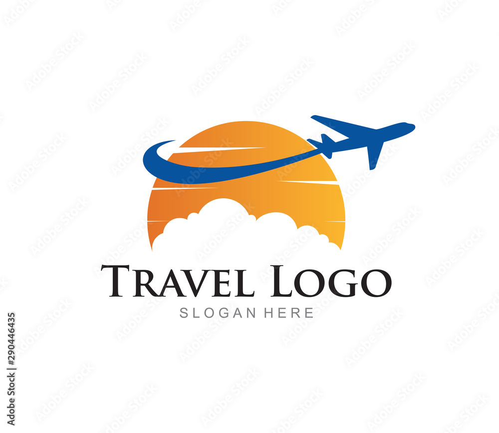 Travel sunset Logo. Airplane design, airplane tickets, travel agencies Travel sunset Logo. Airplane design, airplane tickets, travel agencies