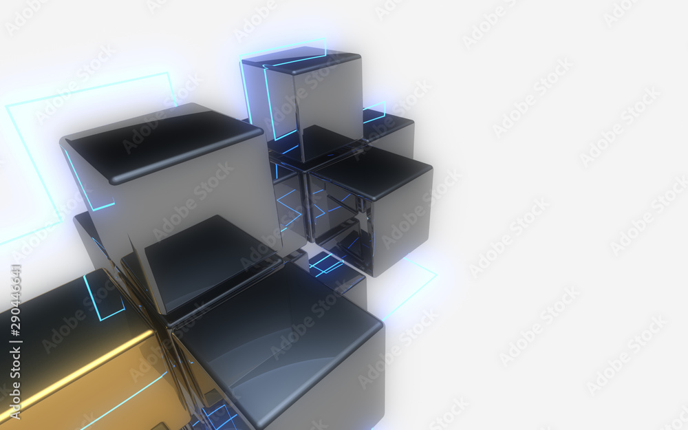 3d abstract cubes background with neon light.3d illustration 3d abstract cubes background with neon light.3d illustration