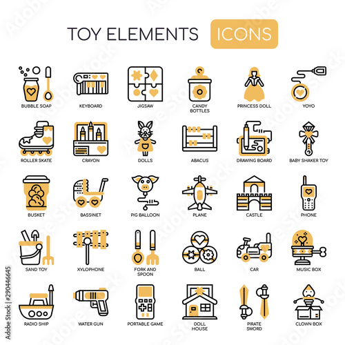 Toy Elements , Thin Line and Pixel Perfect Icons