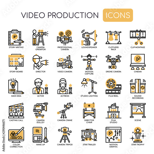 Video Production , Thin Line and Pixel Perfect Icons