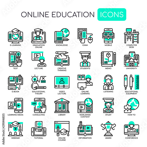 Online Education , Thin Line and Pixel Perfect Icons