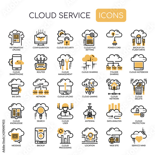 Cloud Service , Thin Line and Pixel Perfect Icons