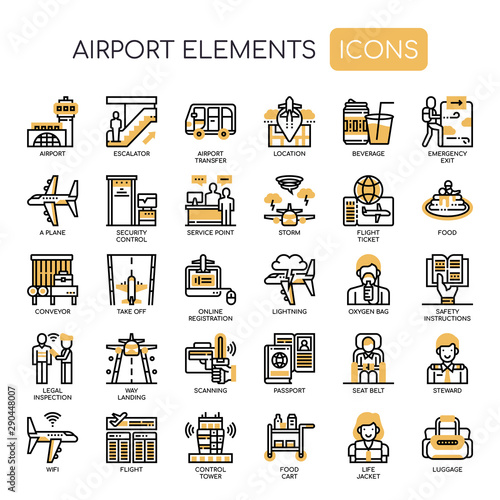 Airport Elements , Thin Line and Pixel Perfect Icons