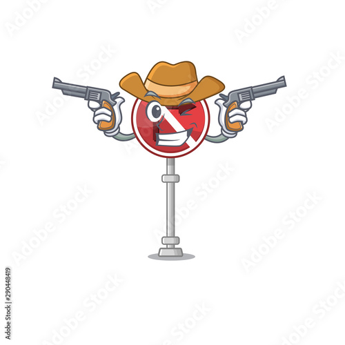 Cowboy no right turn isolated with mascot