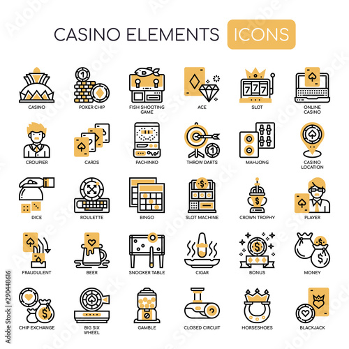Casino Elements , Thin Line and Pixel Perfect Icons