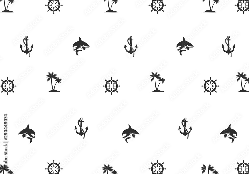seamless shark pattern vector illustration.