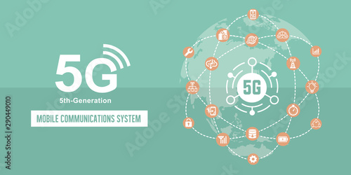 5G (5th-generation high-speed mobile communication system) vector banner illustration