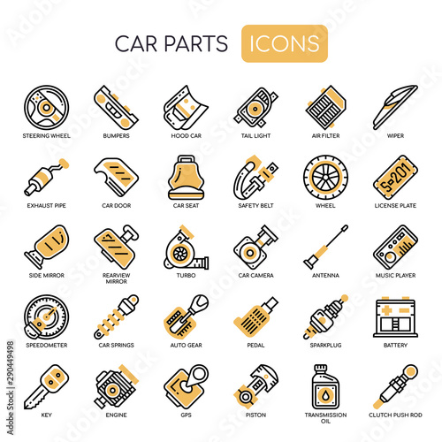 Car Parts , Thin Line and Pixel Perfect Icons