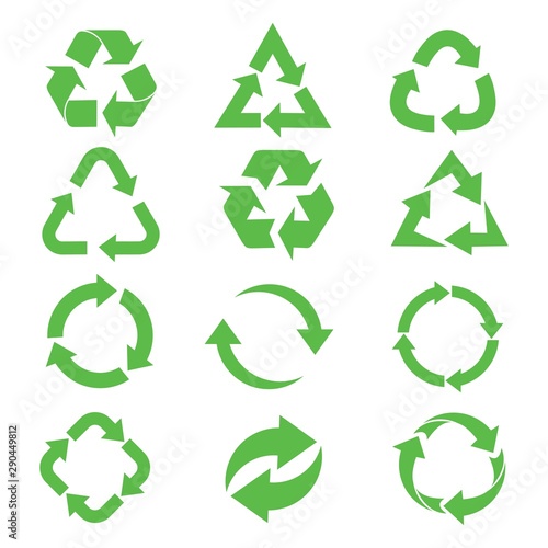 recycle icon set, Recycle Recycling symbol. Vector illustration. Isolated on white background.