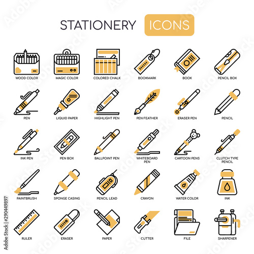 Stationery Elements , Thin Line and Pixel Perfect Icons