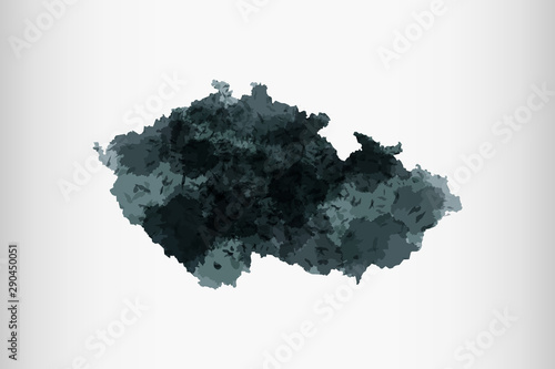 Fotografia, Obraz Czech Republic watercolor map vector illustration of black color on light backgr