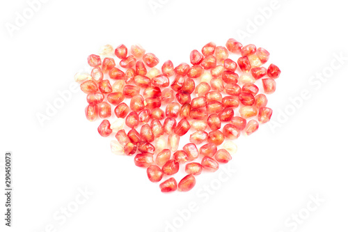 Heart shape pomegranate with white background