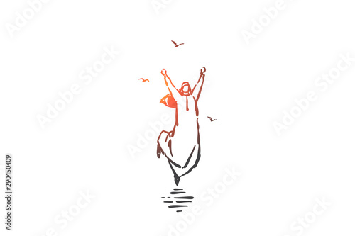 Business achievement celebration concept sketch. Hand drawn isolated vector