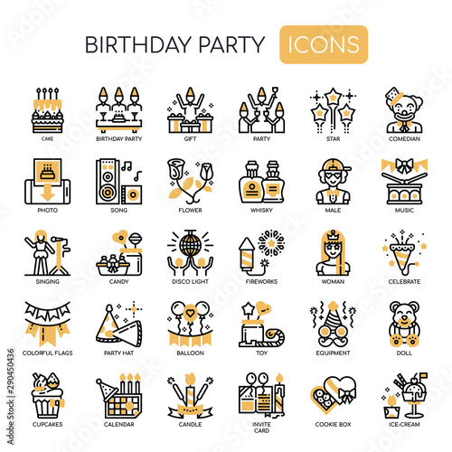 Birthday Party , Thin Line and Pixel Perfect Icons