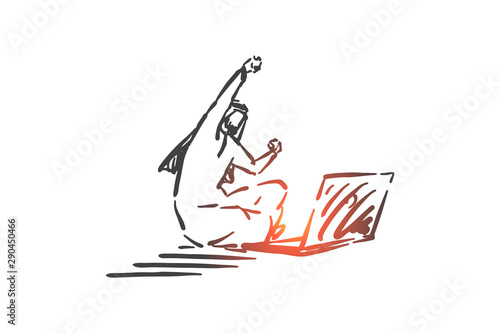 Online business, recreation concept sketch. Hand drawn isolated vector