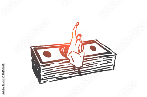 Profitable investment, payday concept sketch. Hand drawn isolated vector