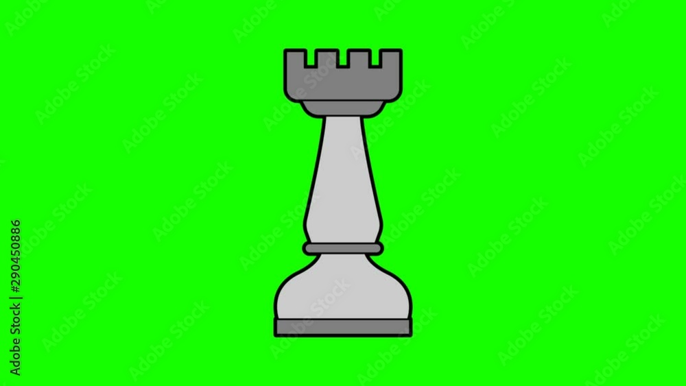 Rook chess animation green screen. 2D flat simple motion Rook chess animation green screen. 2D flat simple motion