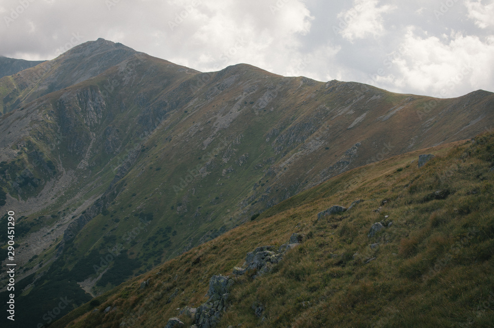 Hiking in the Low Tatra mountains in Slovakia, almost alone on the ridgeway, only majestic mountains