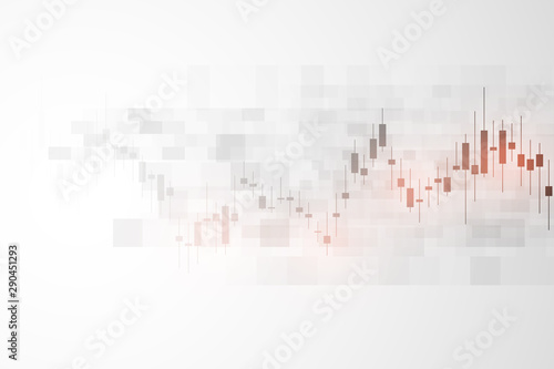 Stock market graph or forex trading chart for business and financial concepts, reports and investment on grey background.Japanese candles . Vector illustration
