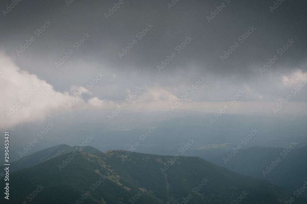 Hiking in the Low Tatra mountains in Slovakia, almost alone on the ridgeway, only majestic mountains