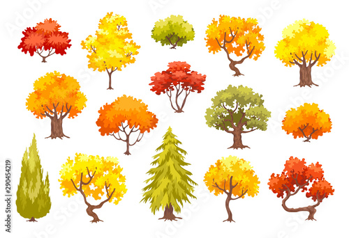cartoon autumn trees vector illusrtation