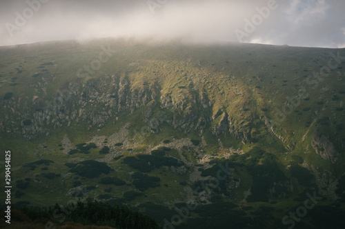 Hiking in the Low Tatra mountains in Slovakia  almost alone on the ridgeway  only majestic mountains