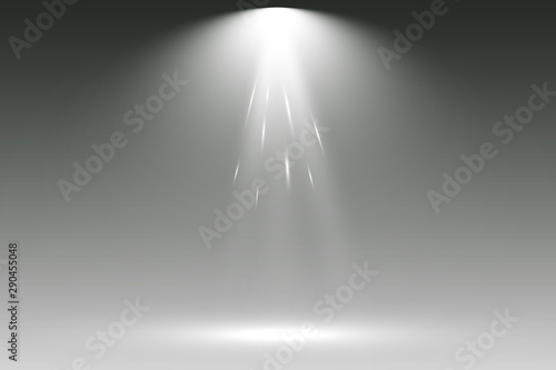 Round podium  pedestal or platform  illuminated by spotlights in the background. Vector illustrations.