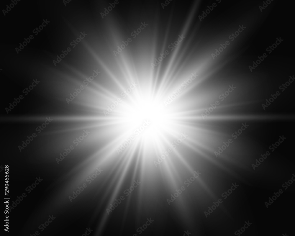 White beautiful light explodes with a transparent explosion. Vector, bright illustration for perfect effect with sparkles. Bright Star. Transparent shine of the gloss gradient, bright flash. White beautiful light explodes with a transparent explosion. Vector, bright illustration for perfect effect with sparkles. Bright Star. Transparent shine of the gloss gradient, bright flash.