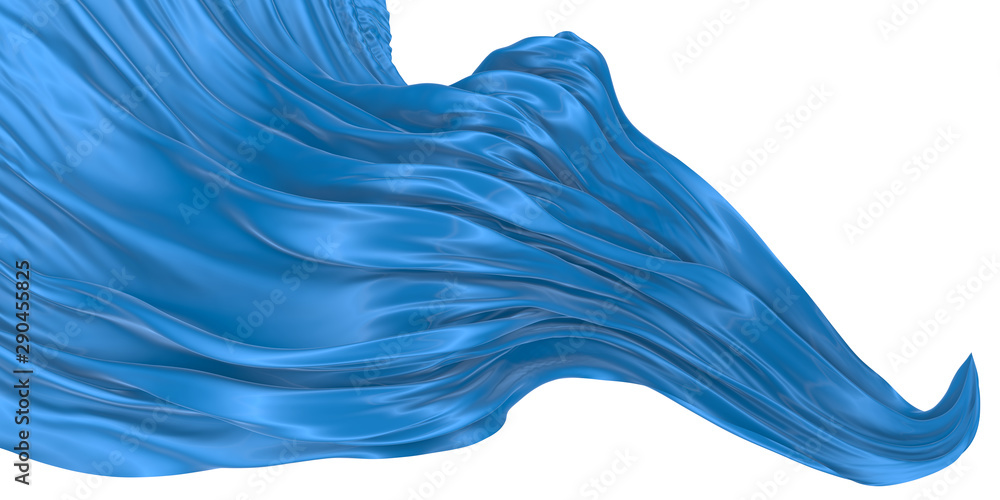Plakat Abstract background of colored wavy silk or satin on white background.