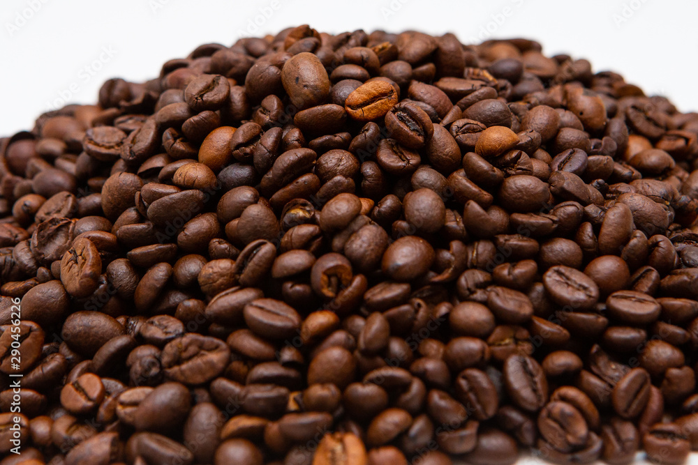 Fried coffee beans. And hot coffee Fried coffee beans. And hot coffee