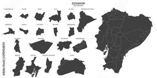 political map of Ecuador on white background
