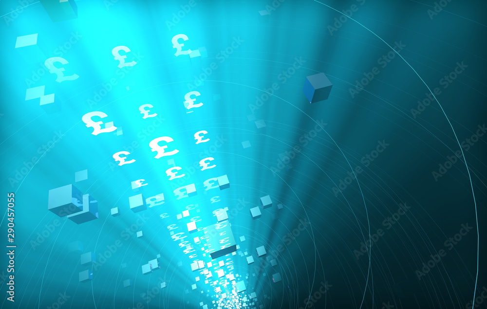 Fototapeta premium Future Digital Technology, Network Data Technology and Transmission, Financial Technology,Currency symbol, pound sterling