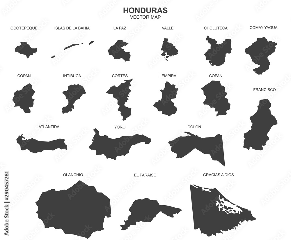 political map of Honduras on white background political map of Honduras on white background