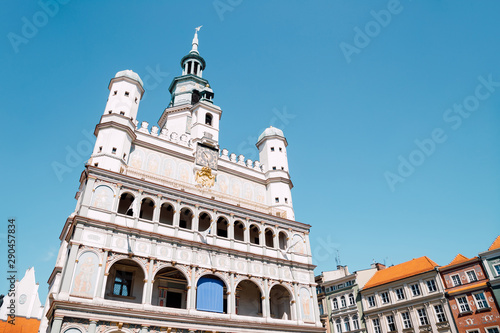 Stary Rynek old market square town hall in Poznan, Poland