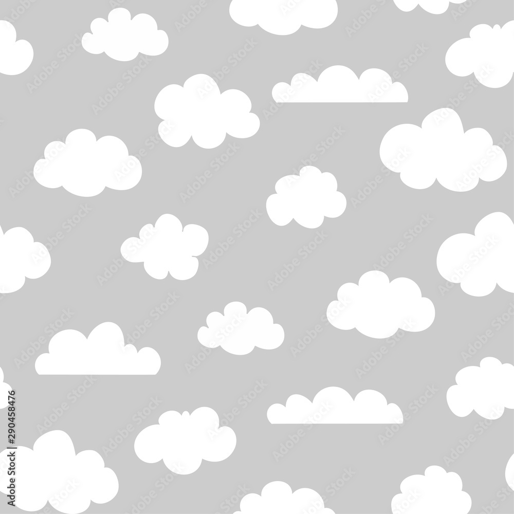 Clouds sky pattern design for kids nursery - funny hand drawn doodle, seamless pattern. 