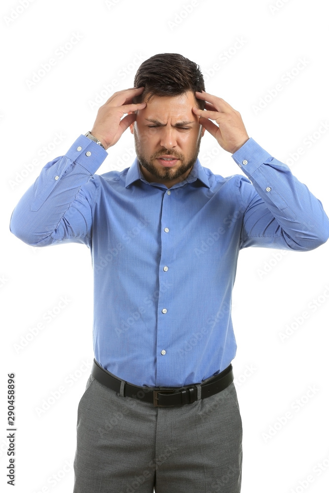 Portrait of stressed businessman on white background Portrait of stressed businessman on white background