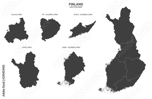 vector political map of Finland on white background