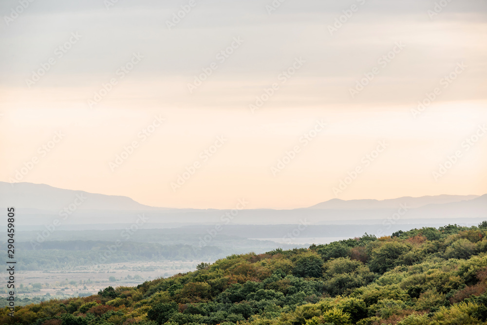 Beautiful landscape of the Carpathian mountains. Morning in the autumn in the mountains.